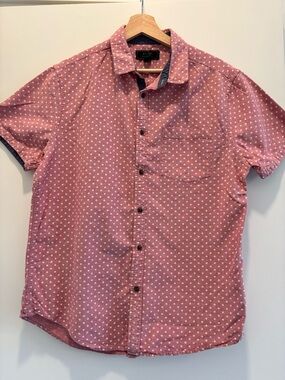 Forever21 Cotton Short-Sleeve Button-Down with White Dot Pattern
